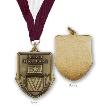 High-quality Brass Perfect Attendance Shield Medallion