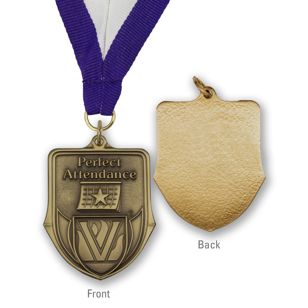High-quality Brass Perfect Attendance Shield Medallion