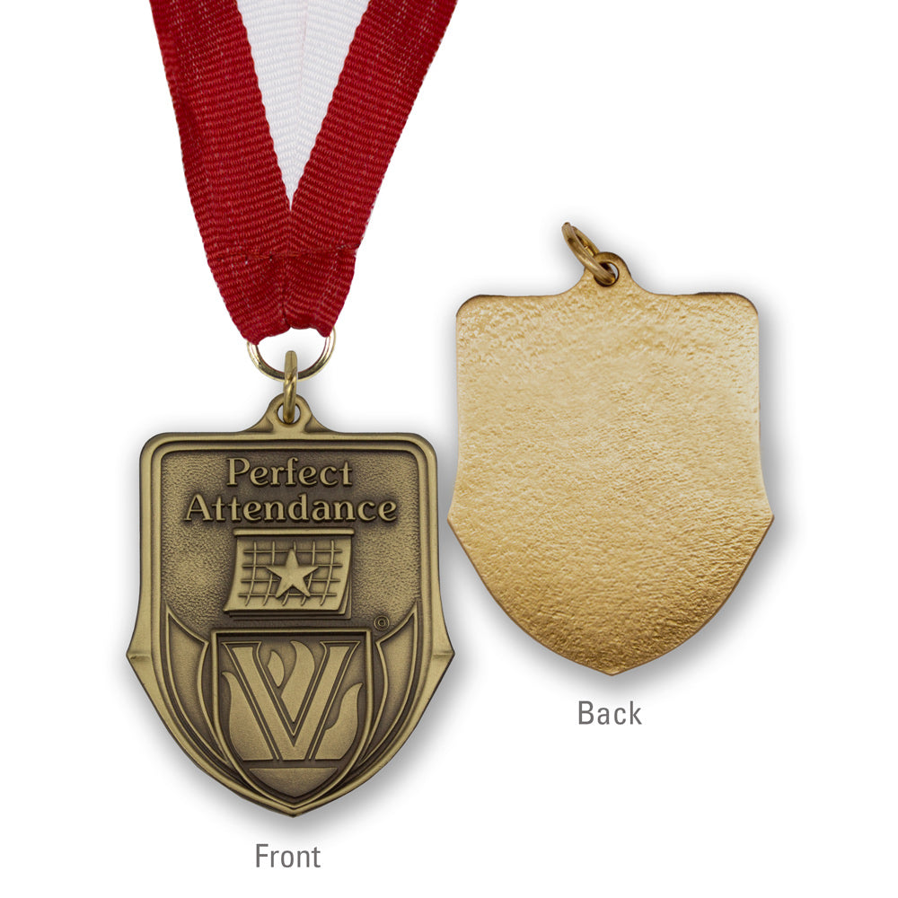 High-quality Brass Perfect Attendance Shield Medallion