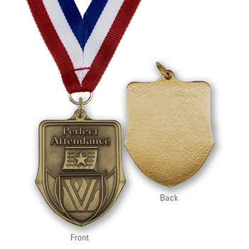 High-quality Brass Perfect Attendance Shield Medallion