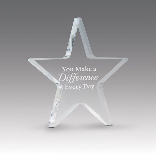 acrylic star paperweight with make a difference every day message
