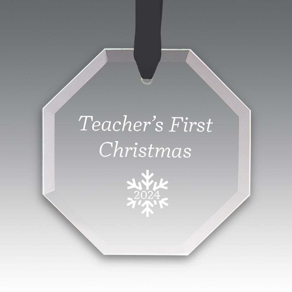 Teacher's First Christmas Crystal Suncathcer Ornament