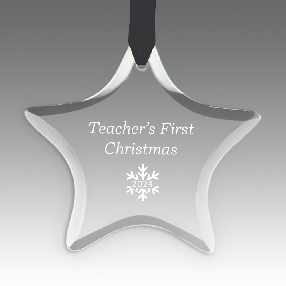Teacher's First Christmas Crystal Suncathcer Ornament