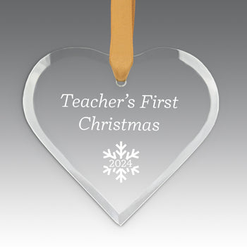 Teacher's First Christmas Crystal Suncathcer Ornament