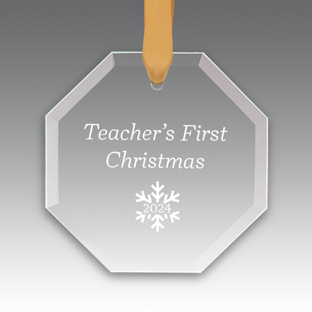 Teacher's First Christmas Crystal Suncathcer Ornament