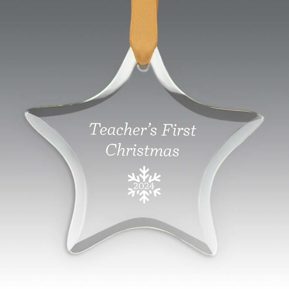 Teacher's First Christmas Crystal Suncathcer Ornament