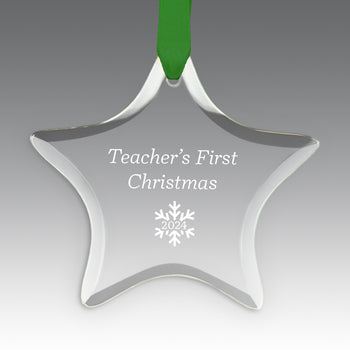 Teacher's First Christmas Crystal Suncathcer Ornament