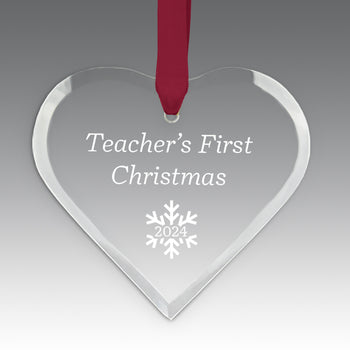 Teacher's First Christmas Crystal Suncathcer Ornament