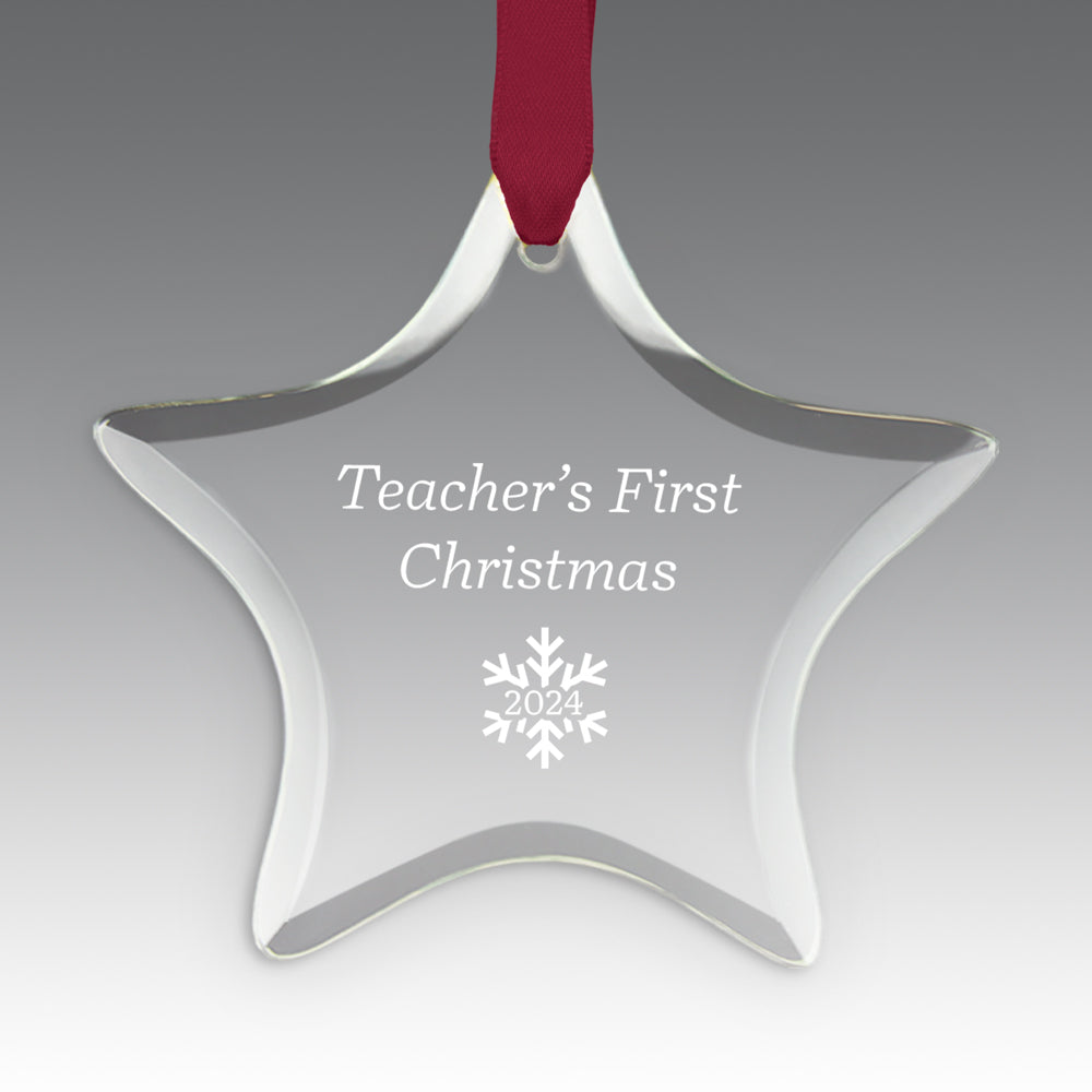 Teacher's First Christmas Crystal Suncathcer Ornament