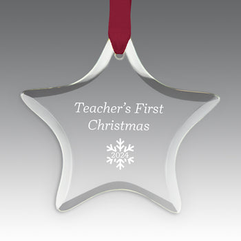 Teacher's First Christmas Crystal Suncathcer Ornament