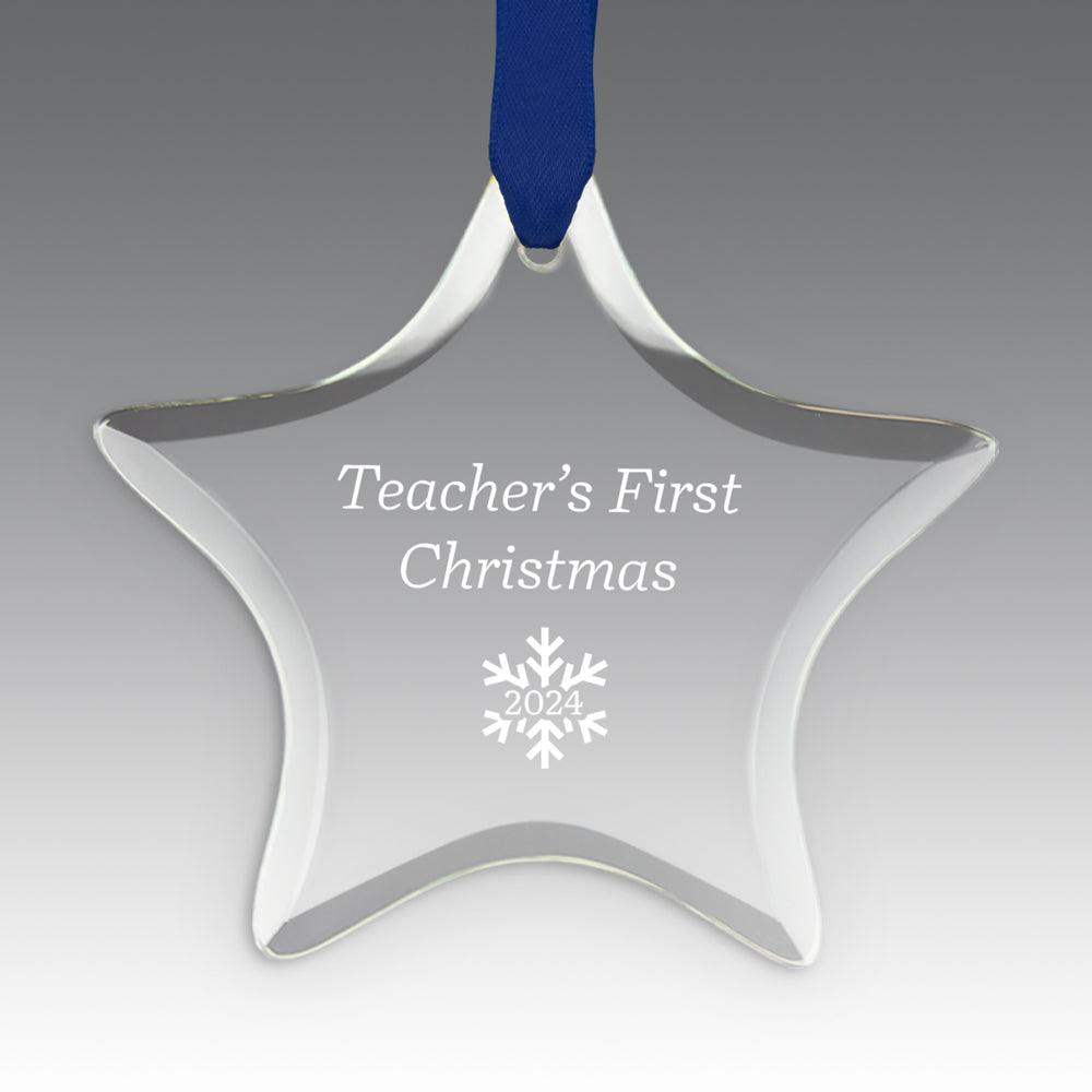 Teacher's First Christmas Crystal Suncathcer Ornament
