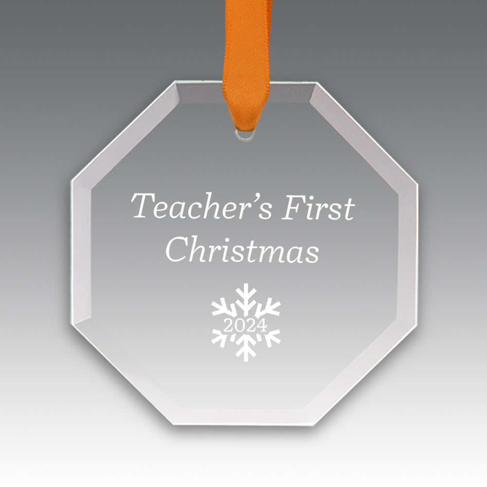 Teacher's First Christmas Crystal Suncathcer Ornament