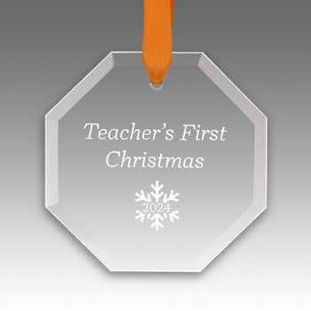 Teacher's First Christmas Crystal Suncathcer Ornament