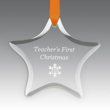 Teacher's First Christmas Crystal Suncathcer Ornament