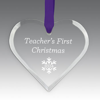 Teacher's First Christmas Crystal Suncathcer Ornament
