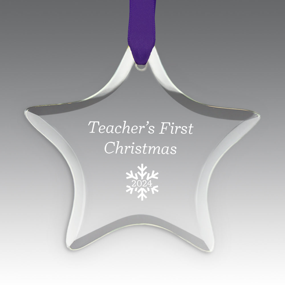 Teacher's First Christmas Crystal Suncathcer Ornament