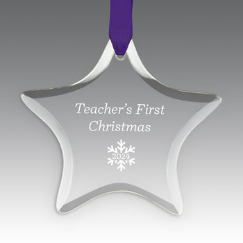 Teacher's First Christmas Crystal Suncathcer Ornament