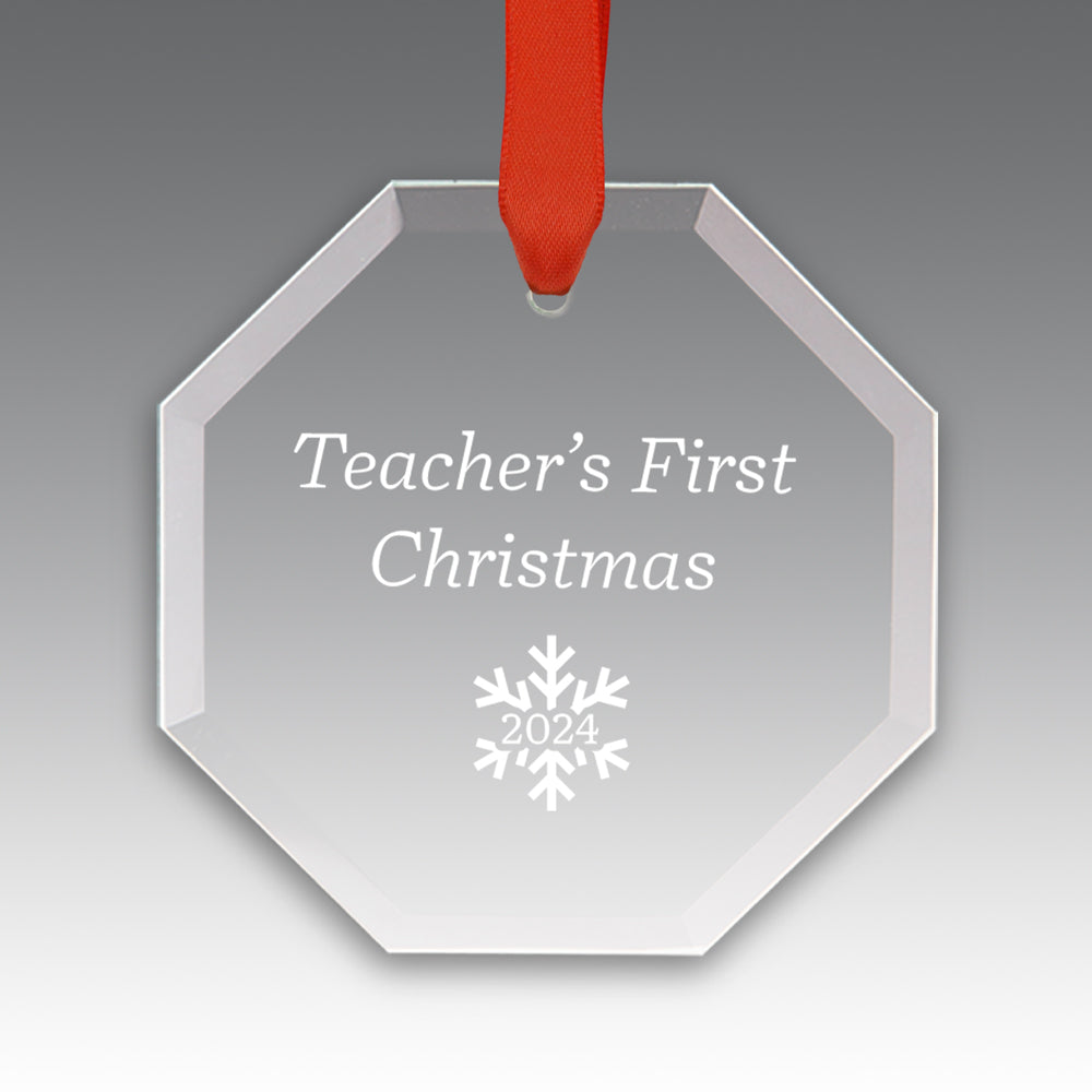 Teacher's First Christmas Crystal Suncathcer Ornament