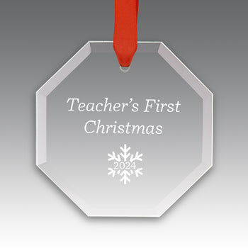 Teacher's First Christmas Crystal Suncathcer Ornament