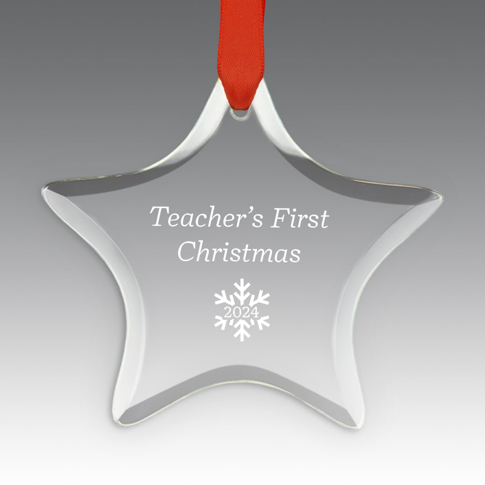 Teacher's First Christmas Crystal Suncathcer Ornament