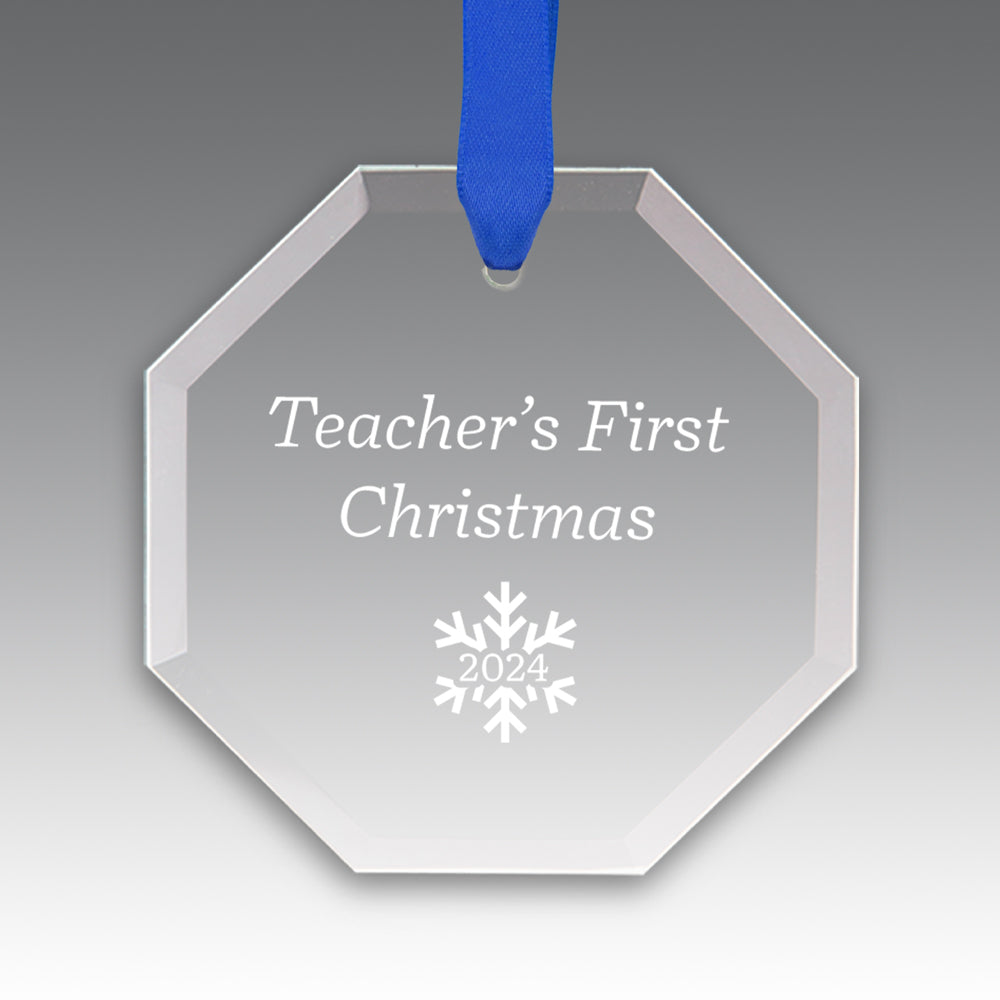 Teacher's First Christmas Crystal Suncathcer Ornament