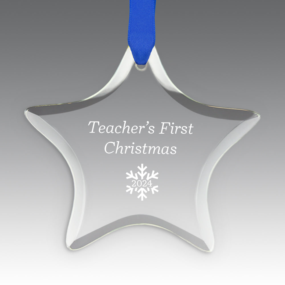 Teacher's First Christmas Crystal Suncathcer Ornament