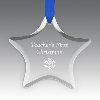 Teacher's First Christmas Crystal Suncathcer Ornament