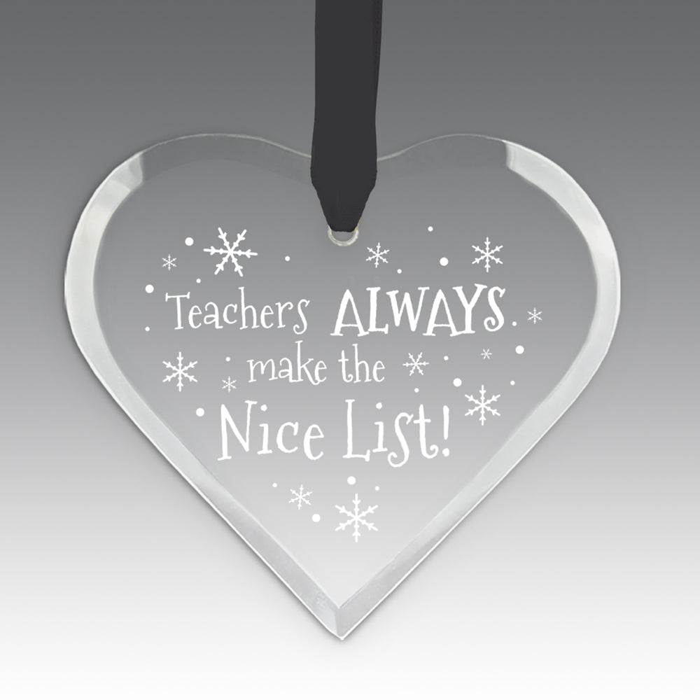 Teacher's Always Make The Nice List Crystal Suncathcer Ornament