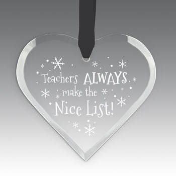 Teacher's Always Make The Nice List Crystal Suncathcer Ornament