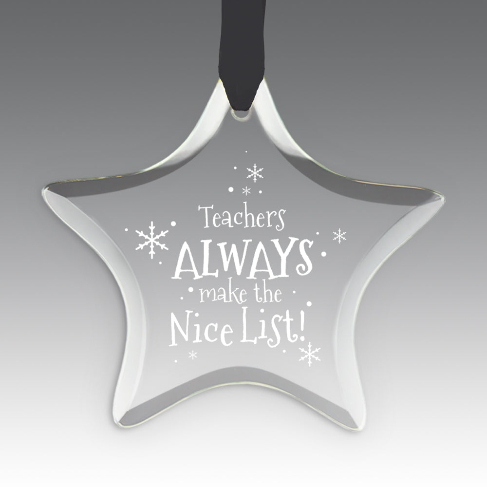 Teacher's Always Make The Nice List Crystal Suncathcer Ornament