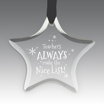 Teacher's Always Make The Nice List Crystal Suncathcer Ornament