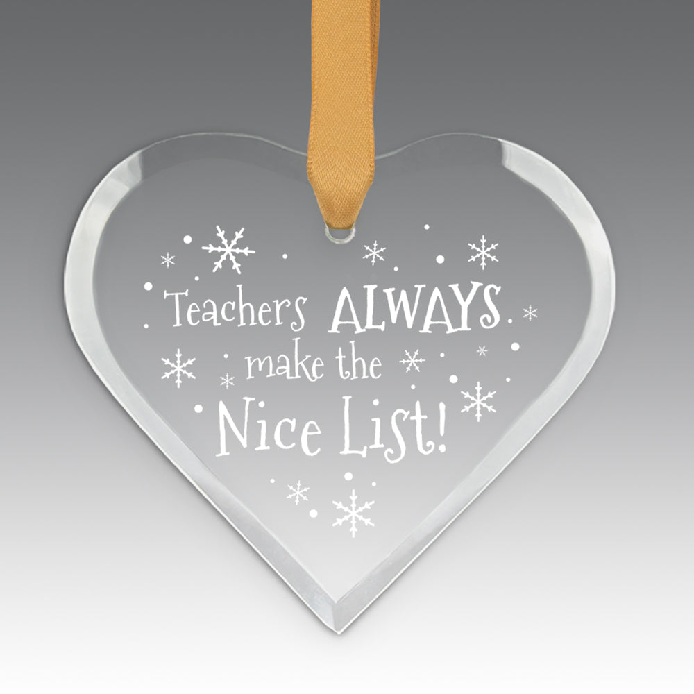Teacher's Always Make The Nice List Crystal Suncathcer Ornament
