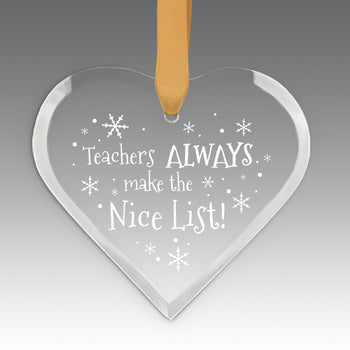 Teacher's Always Make The Nice List Crystal Suncathcer Ornament