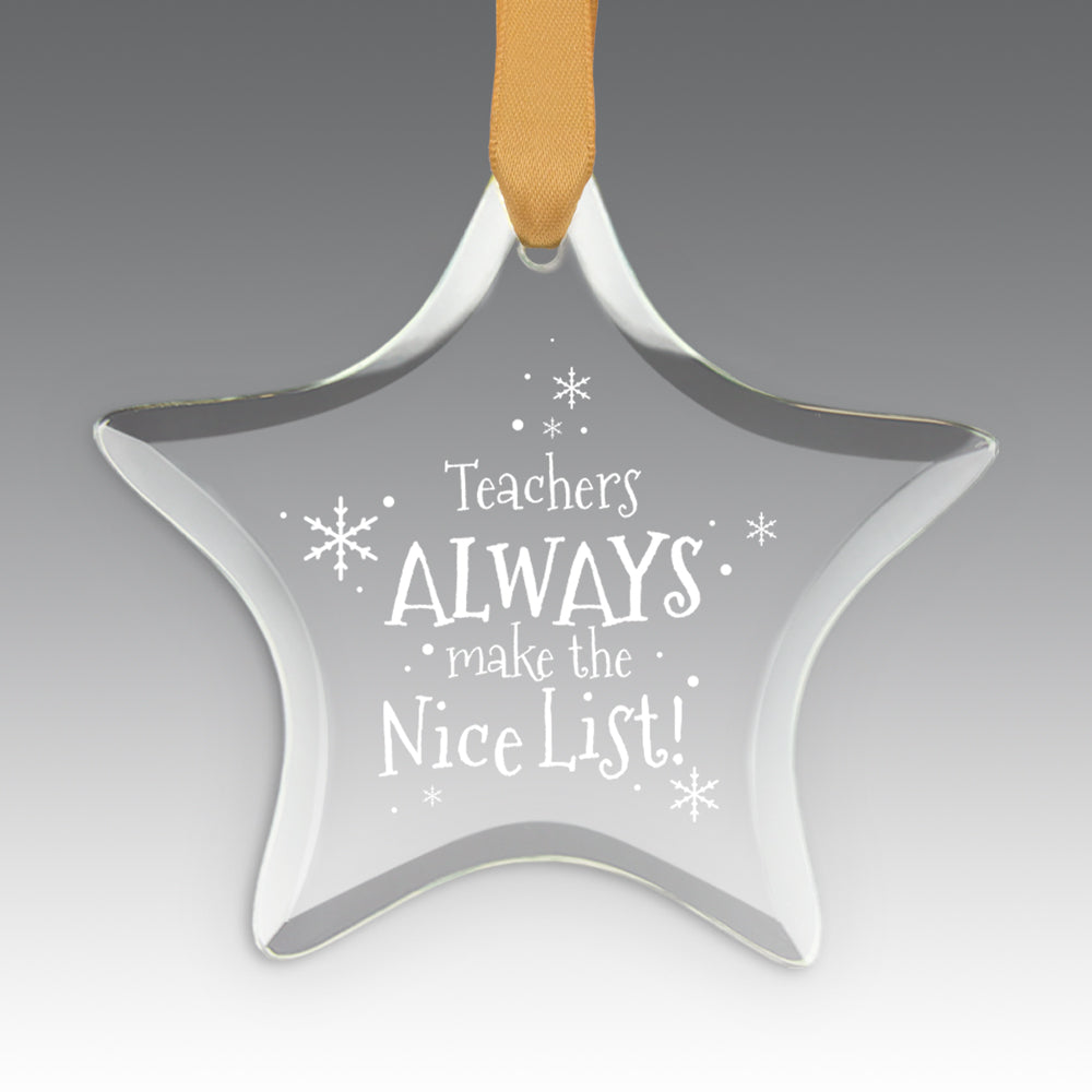 Teacher's Always Make The Nice List Crystal Suncathcer Ornament