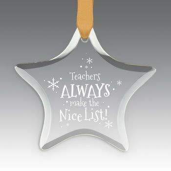Teacher's Always Make The Nice List Crystal Suncathcer Ornament