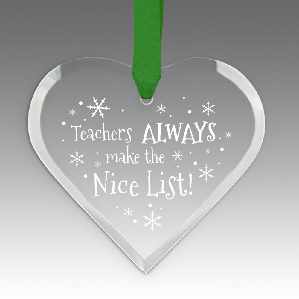 Teacher's Always Make The Nice List Crystal Suncathcer Ornament
