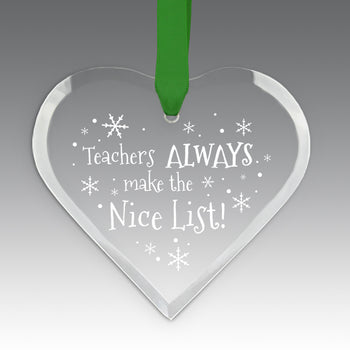 Teacher's Always Make The Nice List Crystal Suncathcer Ornament