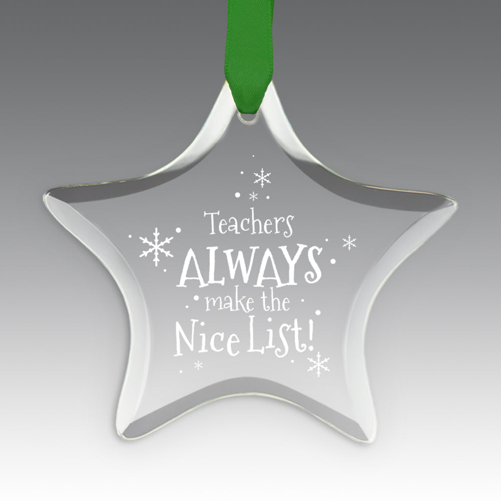 Teacher's Always Make The Nice List Crystal Suncathcer Ornament