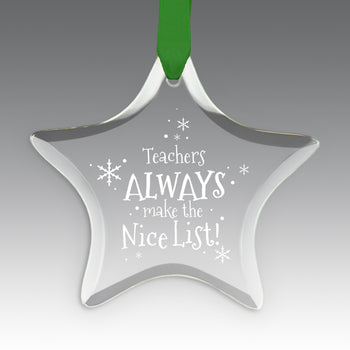 Teacher's Always Make The Nice List Crystal Suncathcer Ornament