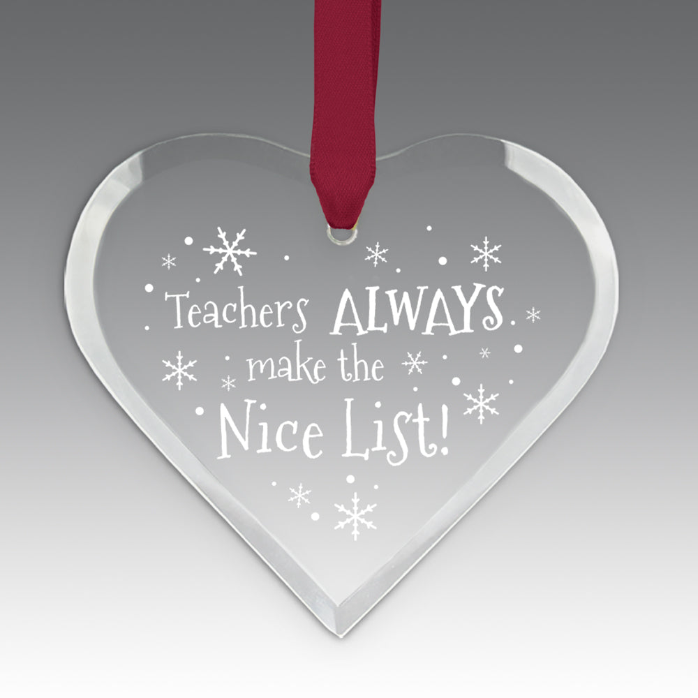 Teacher's Always Make The Nice List Crystal Suncathcer Ornament