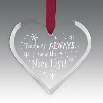 Teacher's Always Make The Nice List Crystal Suncathcer Ornament