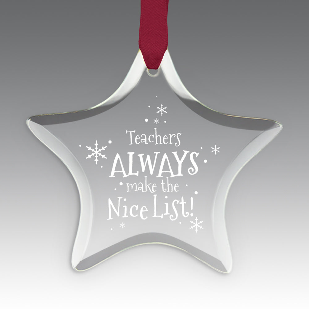 Teacher's Always Make The Nice List Crystal Suncathcer Ornament