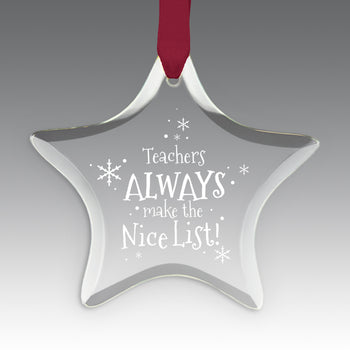 Teacher's Always Make The Nice List Crystal Suncathcer Ornament