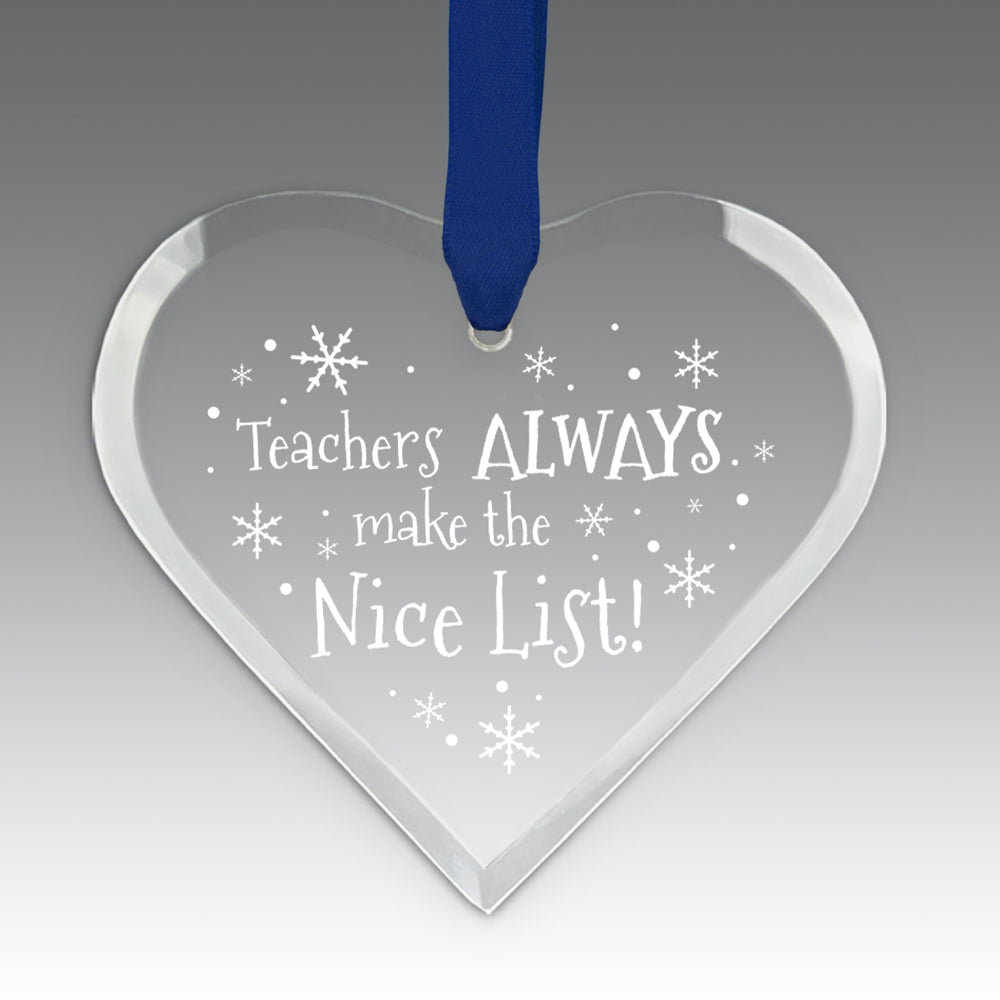Teacher's Always Make The Nice List Crystal Suncathcer Ornament