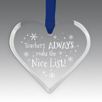 Teacher's Always Make The Nice List Crystal Suncathcer Ornament