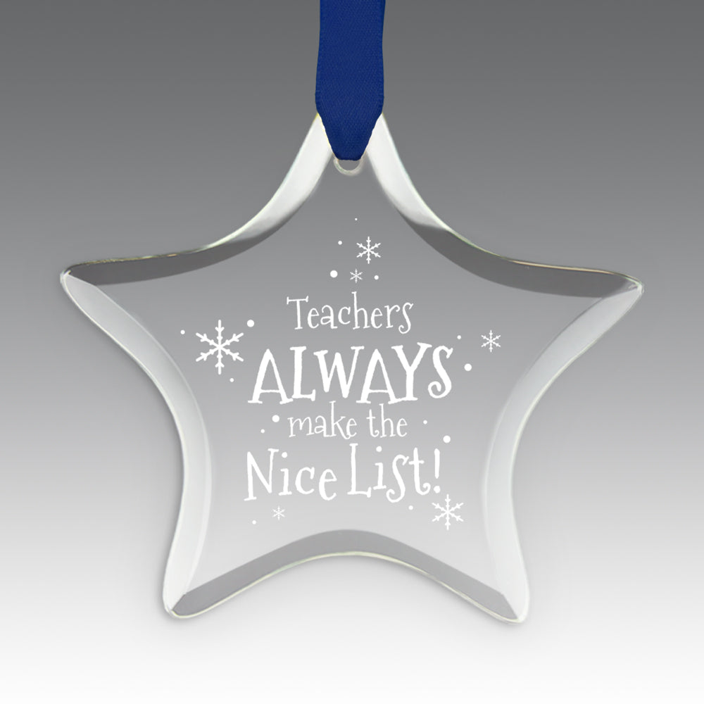 Teacher's Always Make The Nice List Crystal Suncathcer Ornament