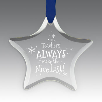 Teacher's Always Make The Nice List Crystal Suncathcer Ornament