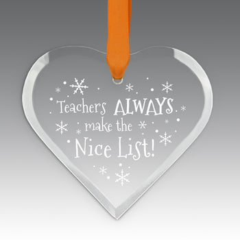 Teacher's Always Make The Nice List Crystal Suncathcer Ornament