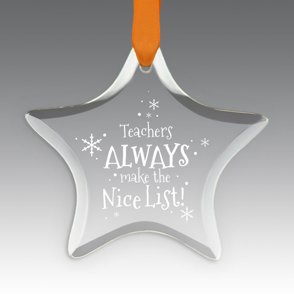 Teacher's Always Make The Nice List Crystal Suncathcer Ornament