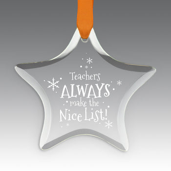 Teacher's Always Make The Nice List Crystal Suncathcer Ornament